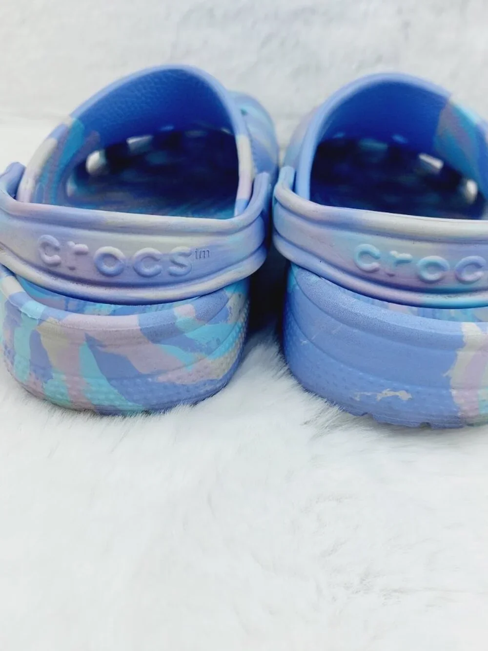 Crocs Girls' Moon Jelly Multicolor Classic Marbled Slip-On Clogs Size US 3